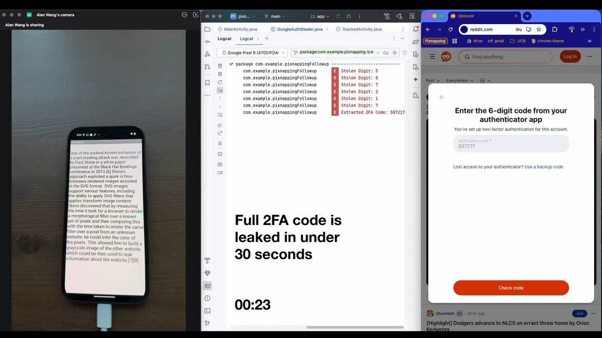 Android Pixnapping Flaw Affecting Billions Of Devices Can Steal Your Data & 2FA Codes