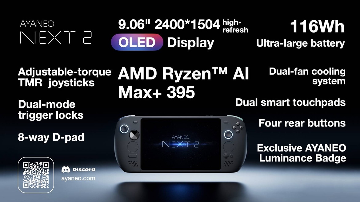 Ayaneo Next 2 Flagship Windows Handheld Debuts With Ryzen AI Max+ 395 And 9-Inch OLED