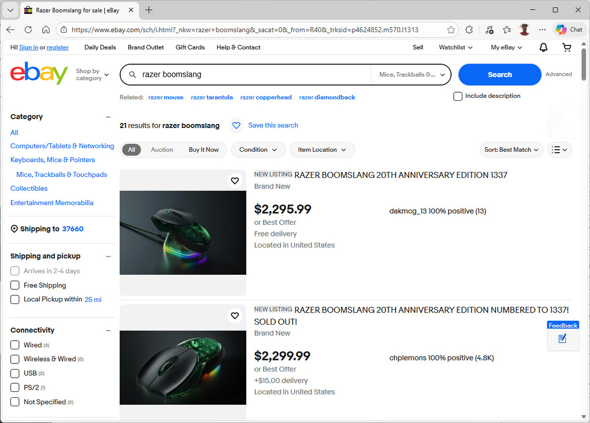 Razer's 20th Anniversary Boomslang Mouse For $1,337 Is Already Sold Out