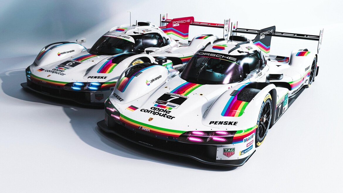 Porsche 911 GT3 R to Sport Vintage Apple Computer Colors in Laguna Seca Race