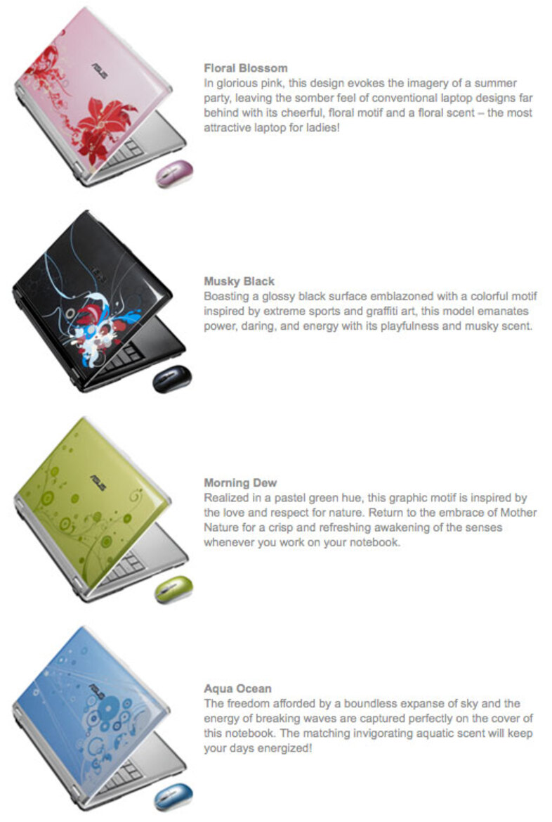 Asus Introduces a Line of Scented Notebooks
