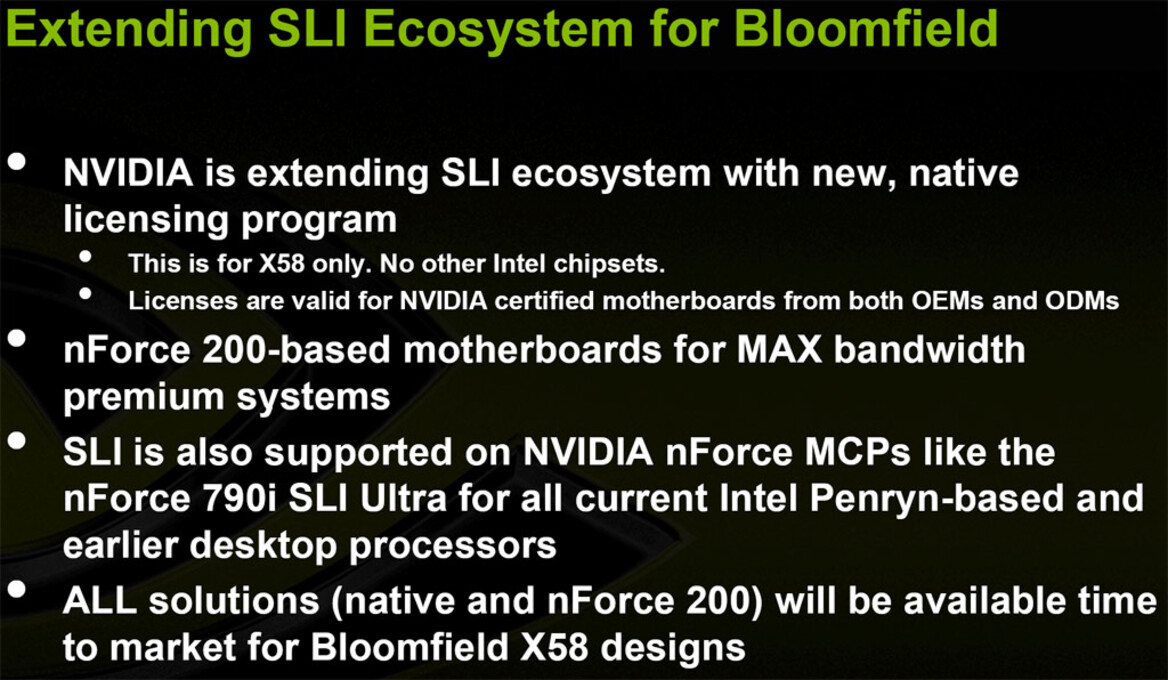 NVIDIA To Support SLI On Intel X58 Chipset