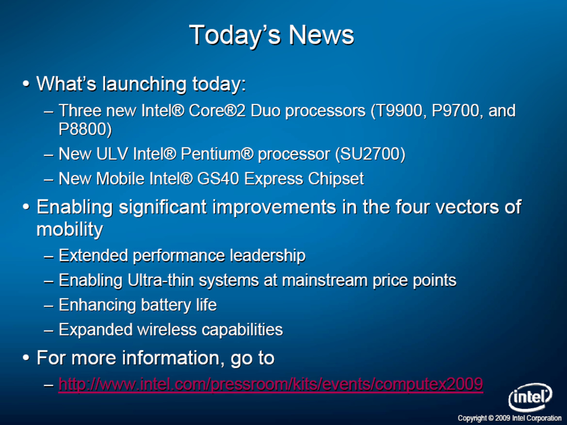 Computex: Intel Debuts New Core 2 Duo, ULV CPUs