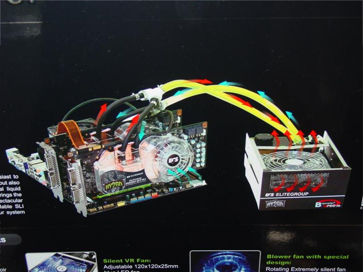 ECS GeForce 9800 GTX+ Hydra, Liquid Cooled SLI