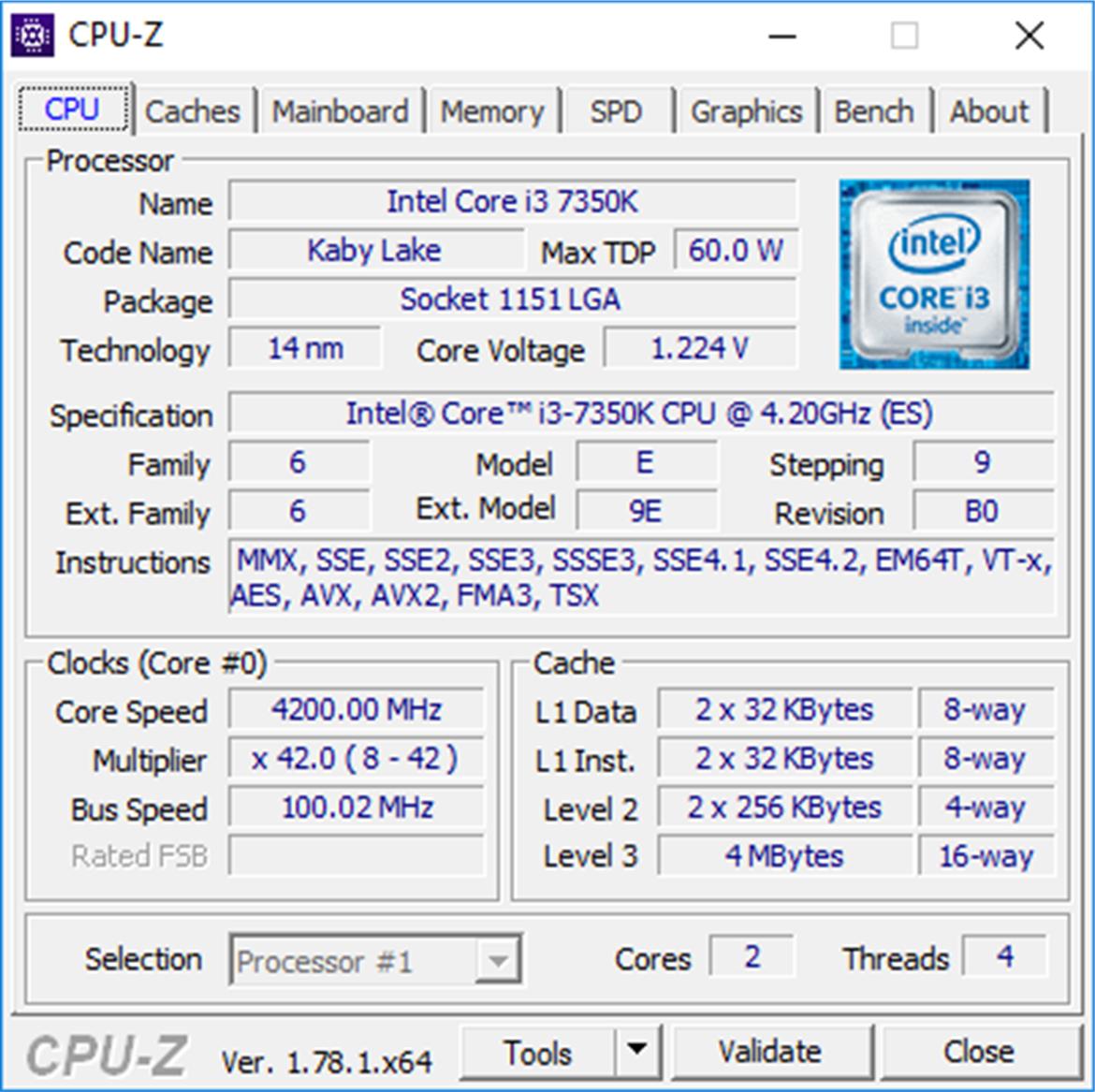 Overclocking Intel Kaby Lake Core i3-7350K