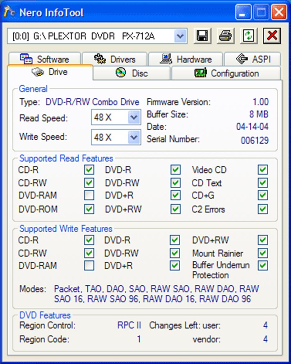 Plextor PX-712A DVD+/- R/RW ATAPI Drive