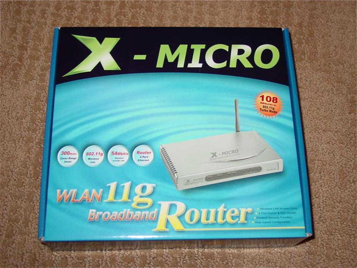 X-Micro WLAN 11g Turbo Mode Broadband Router and PCMCIA card