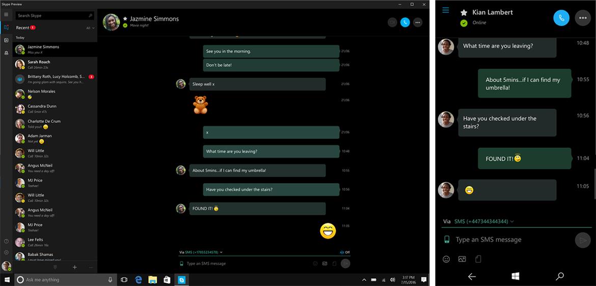 Microsoft Gives Windows Insiders A Look At SMS Relay Text Messaging In Skype For PC