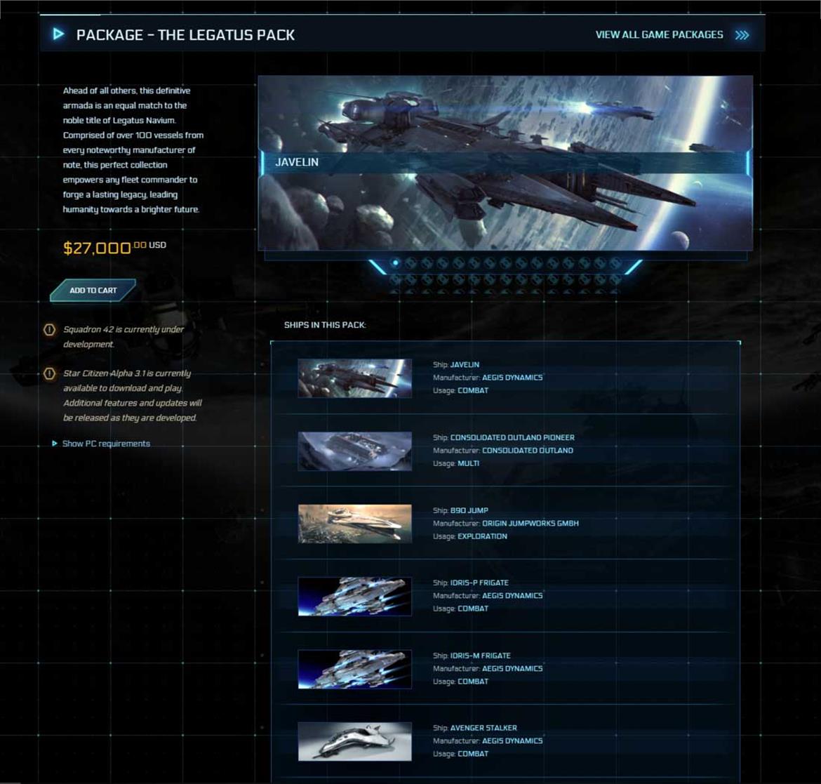 Star Citizen's Insane Legatus Pack Includes 117 Ships For $27,000