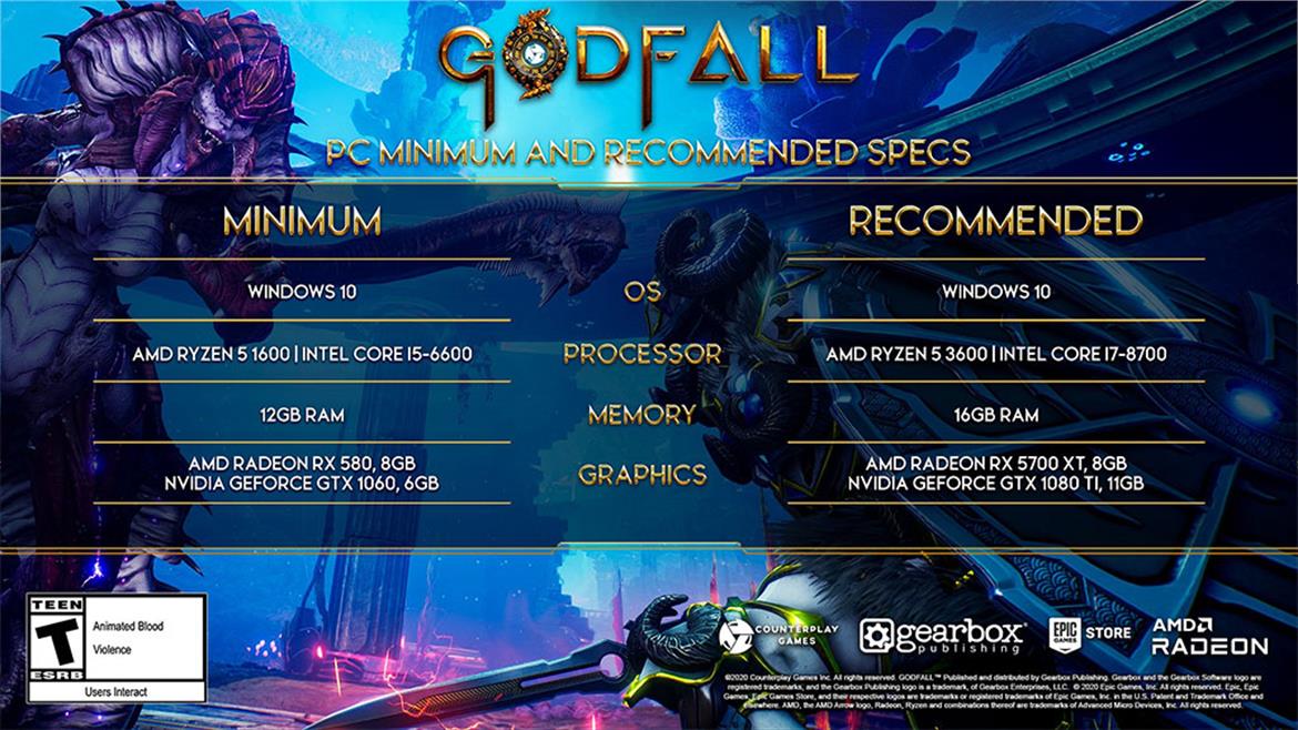 Godfall System Requirements Revealed, 4K UltraHD Textures Demand 12GB VRAM