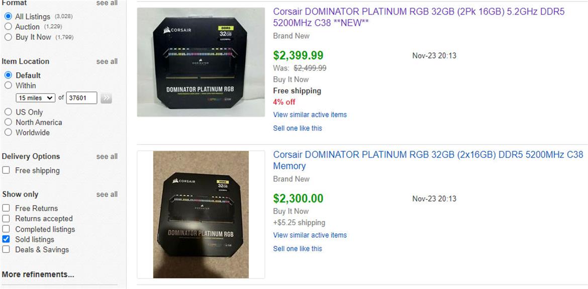 Ebay Scalpers Selling DDR5 Memory Kits For Up To $2,400 Is Apparently Now Par For The Course