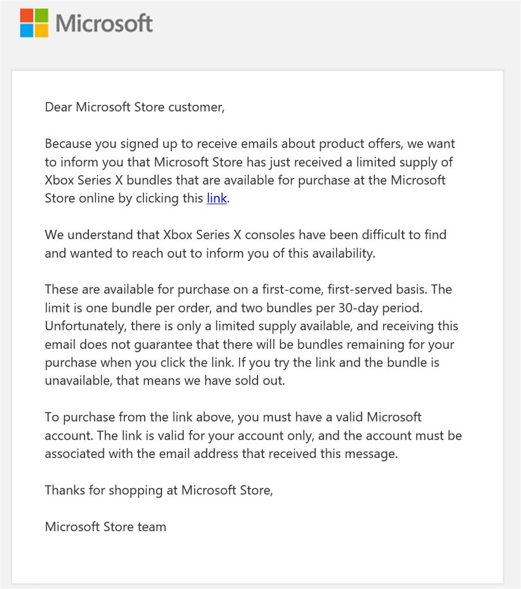 Microsoft Is Emailing Xbox Series X Purchase Invites As Retailer Restocks Dry Up