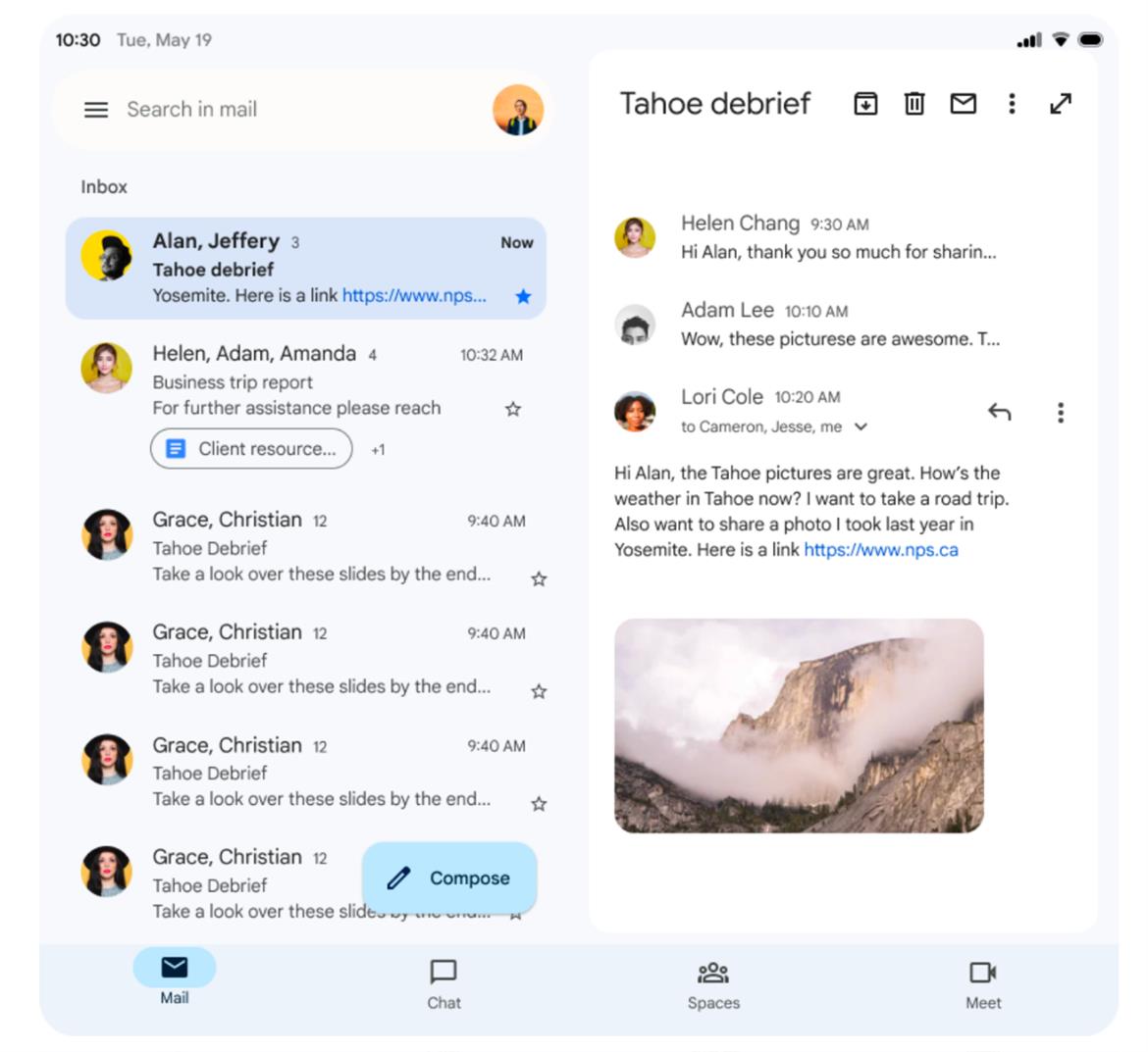 Google Gives Gmail Multitasking UI Chops For Foldable Devices