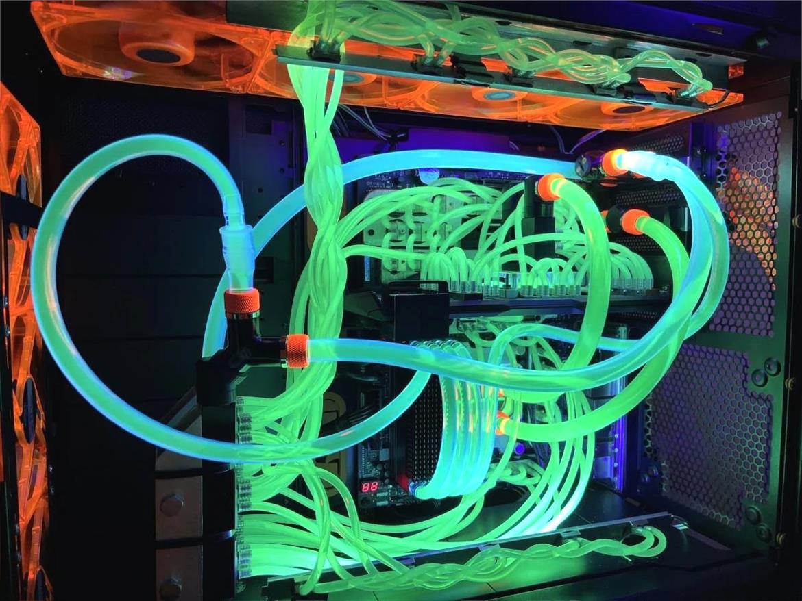 Check Out This Totally Bonkers Liquid Cooled Gaming PC With 69 Water Blocks