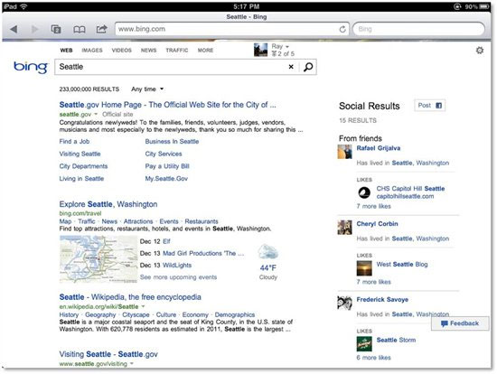 Bing Sidebar on iPad