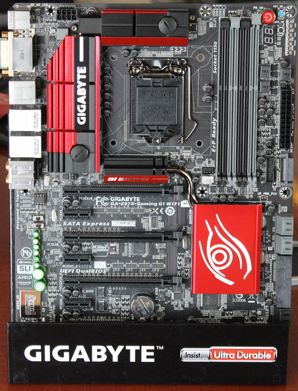 Gigabyte is touting the new red color scheme for its G1 series. 
